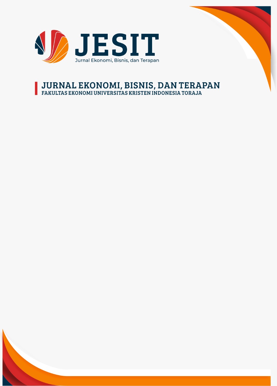 Jurnal Ekonomi, Bisnis dan Terapan (JESIT) adalah jurnal ilmiah dalam bidang ekonomi dan bisnis yang dikelola oleh Fakultas Ekonomi, Universitas Kristen Indonesia Toraja. JESIT diterbitkan oleh UKI Toraja Press setiap Bulan April dan Oktober.